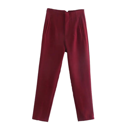 Women Fashion Straight Pants High Waist Female Chic Lady