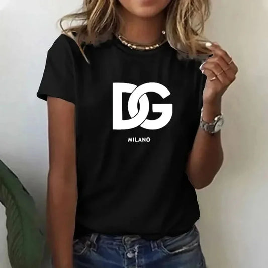 Women's Hot Sale Printed T-shirt Fashion  Casual Letter Pattern Tops