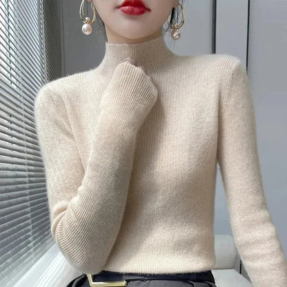 Sweater Women Half Turtleneck Knitted Pullovers Harajuku Korean Jumpers
