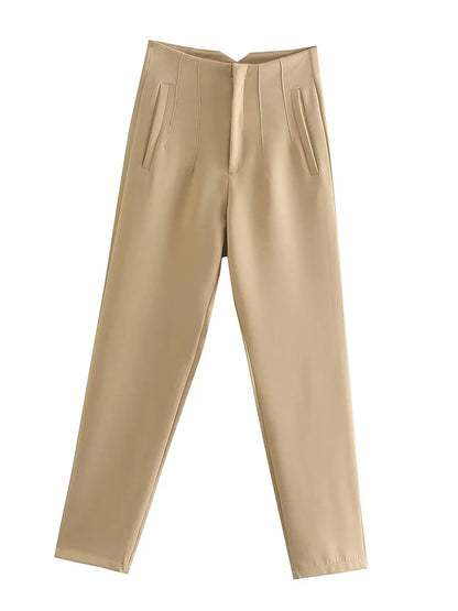 Women Fashion Straight Pants High Waist Female Chic Lady