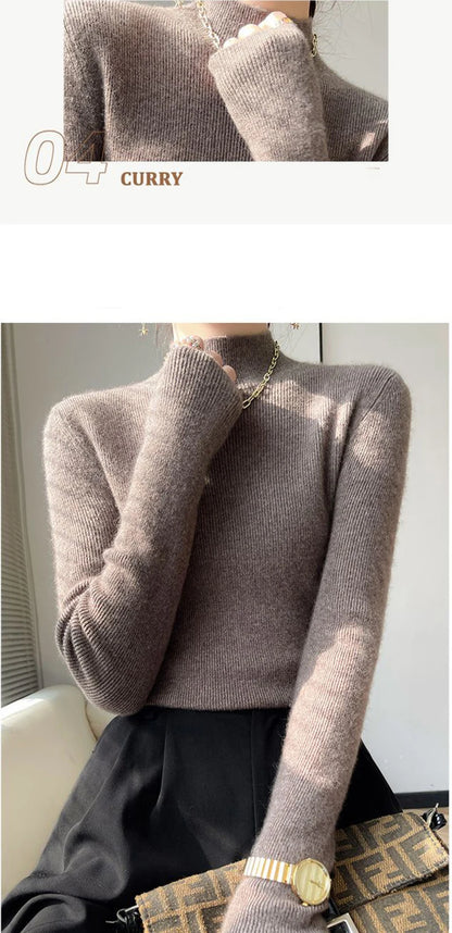 Sweater Women Half Turtleneck Knitted Pullovers Harajuku Korean Jumpers
