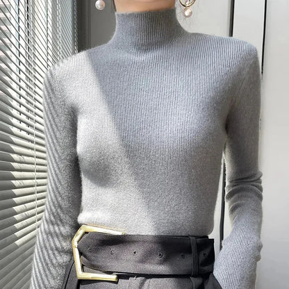 Sweater Women Half Turtleneck Knitted Pullovers Harajuku Korean Jumpers