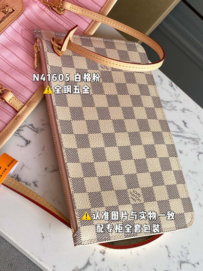 M40995 NEVERFULL WHITE DAMIER CANVAS BAGS.  MM/GM