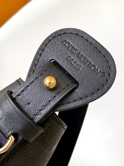 M40817 Bucket Shoulder Bag Monogram Embossed Black Color.