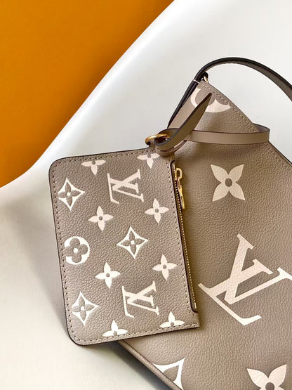 M40817 Bucket Shoulder Bag Monogram Embossed Grey Color.