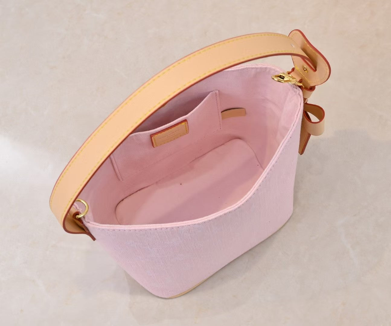 M45124 Bucket Shoulder Bag, Monogram Canvas Pink.