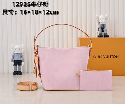 M45124 Bucket Shoulder Bag, Monogram Canvas Pink.