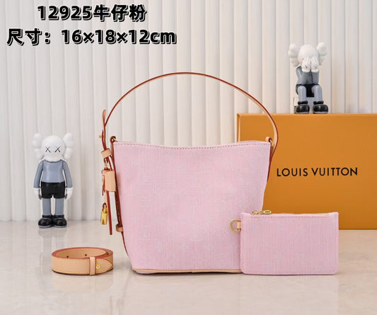M45124 Bucket Shoulder Bag, Monogram Canvas Pink.