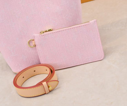 M45124 Bucket Shoulder Bag, Monogram Canvas Pink.