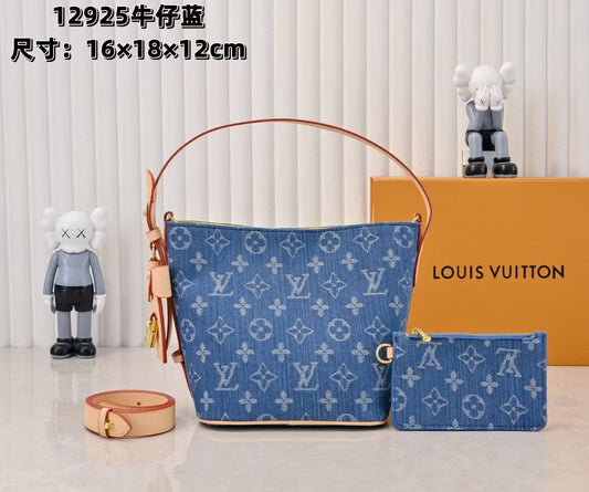 M53609 Bucket Shoulder Bag Monogram Canvas Blue Jean..