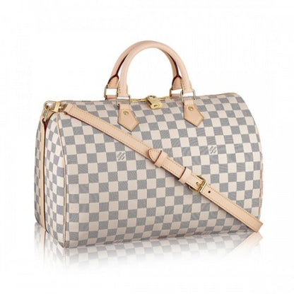 N41372 Speedy Bandouliere 35 Tote Bag Damier Azur Canvas