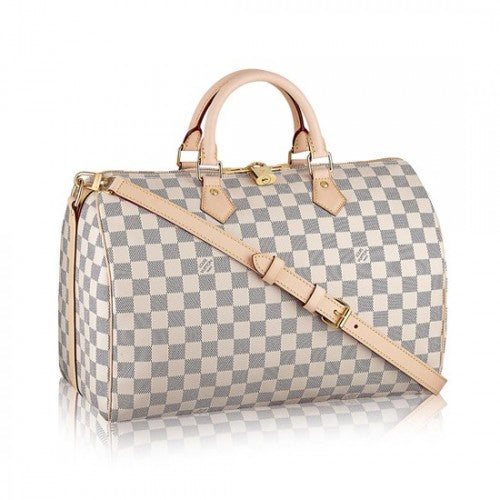 N41372 Speedy Bandouliere 35 Tote Bag Damier Azur Canvas