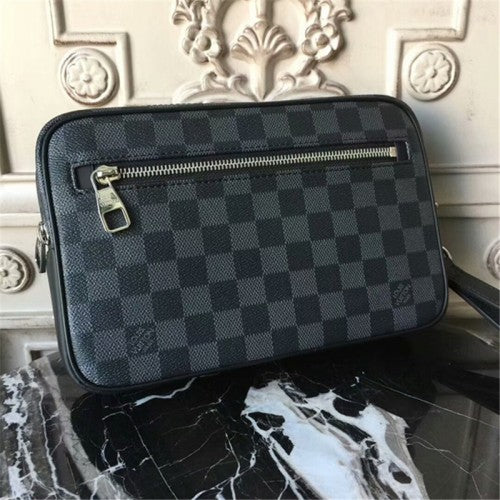 N41664 Kasai Clutch Damier Graphite Canvas